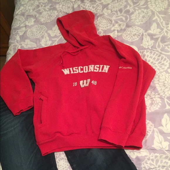 Columbia Tops - UWMadison Badger Pullover Hooded Sweatshirt M